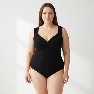 Addition Elle Black Soft Stretch Bodysuit Sleeveless Top Womens Size 0X X